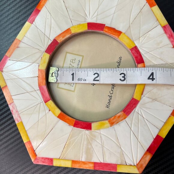 Pūrva 4" x 4" Handcrafted Picture Frame Hexagon With Colorful Border - Picture 7 of 10